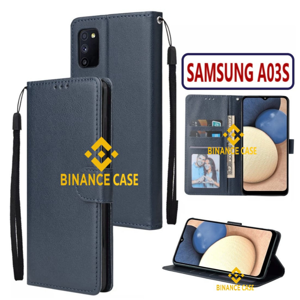 LEATHER FLIP CASE SAMSUNG A03S CASE KULIT FLIP WALLET LEATHER KULIT PREMIUM SARUNG BUKA TUTUP KESING