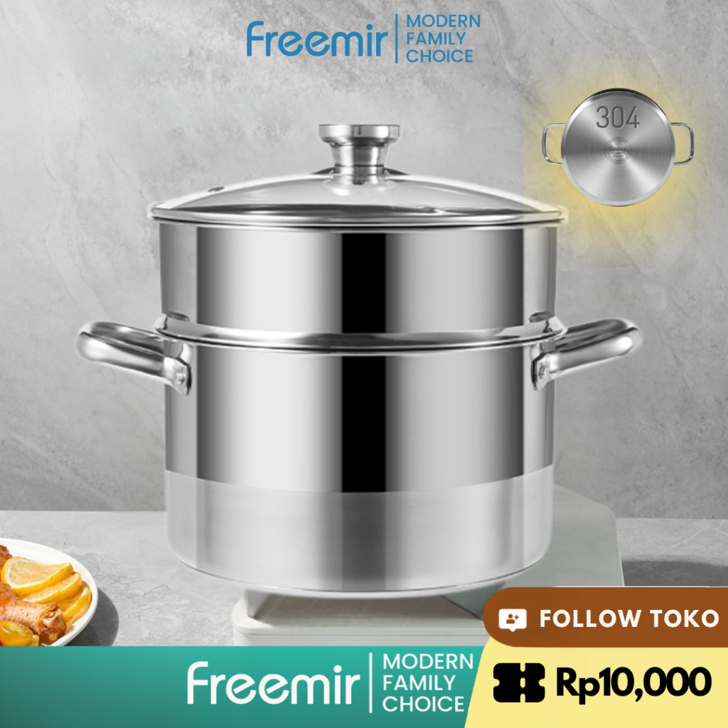 Kukusan Stainless Steel 304 24 Cm Steamer Panci Dandang Kukus Tutup Kaca
