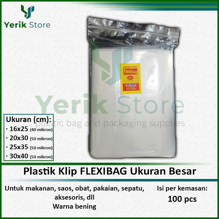Plastik Klip FLEXIBAG Besar PLASTIC ZIPLOCK ZIPPER SEAL MAKANAN SAOS OBAT SEPATU BAJU PAKAIAN