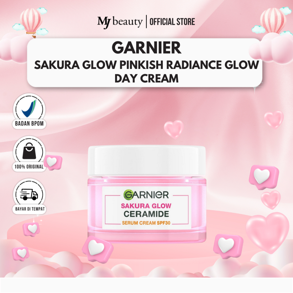 Garnier Sakura Glow Pinkish Radiance Glowing Day Cream SP30 / PA +++ Skin Care - 50ml (Krim Siang Un