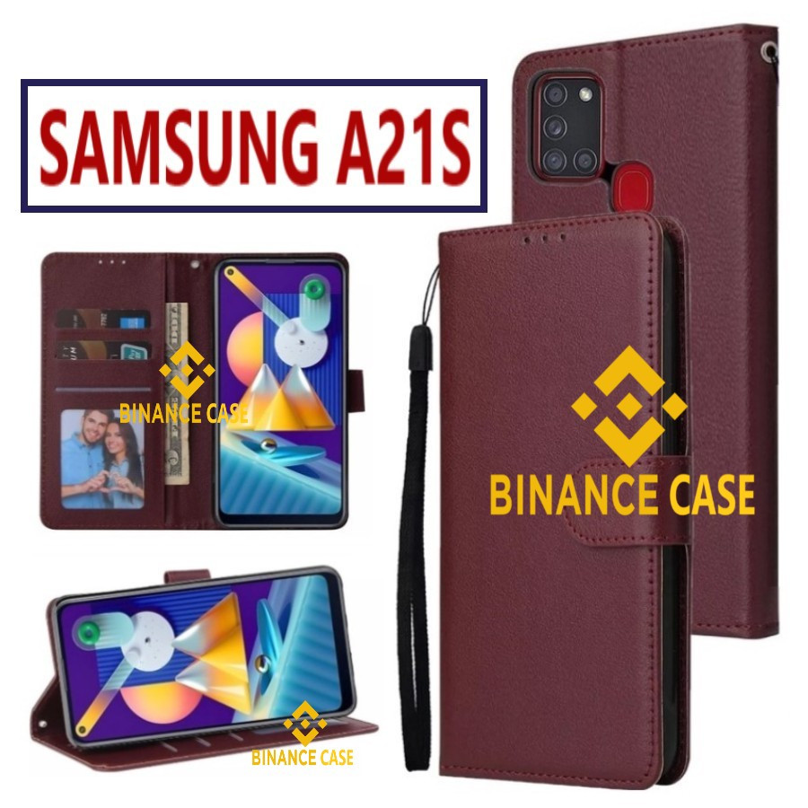 LEATHER FLIP CASE SAMSUNG A21S CASE KULIT FLIP WALLET LEATHER KULIT PREMIUM SARUNG BUKA TUTUP KESING