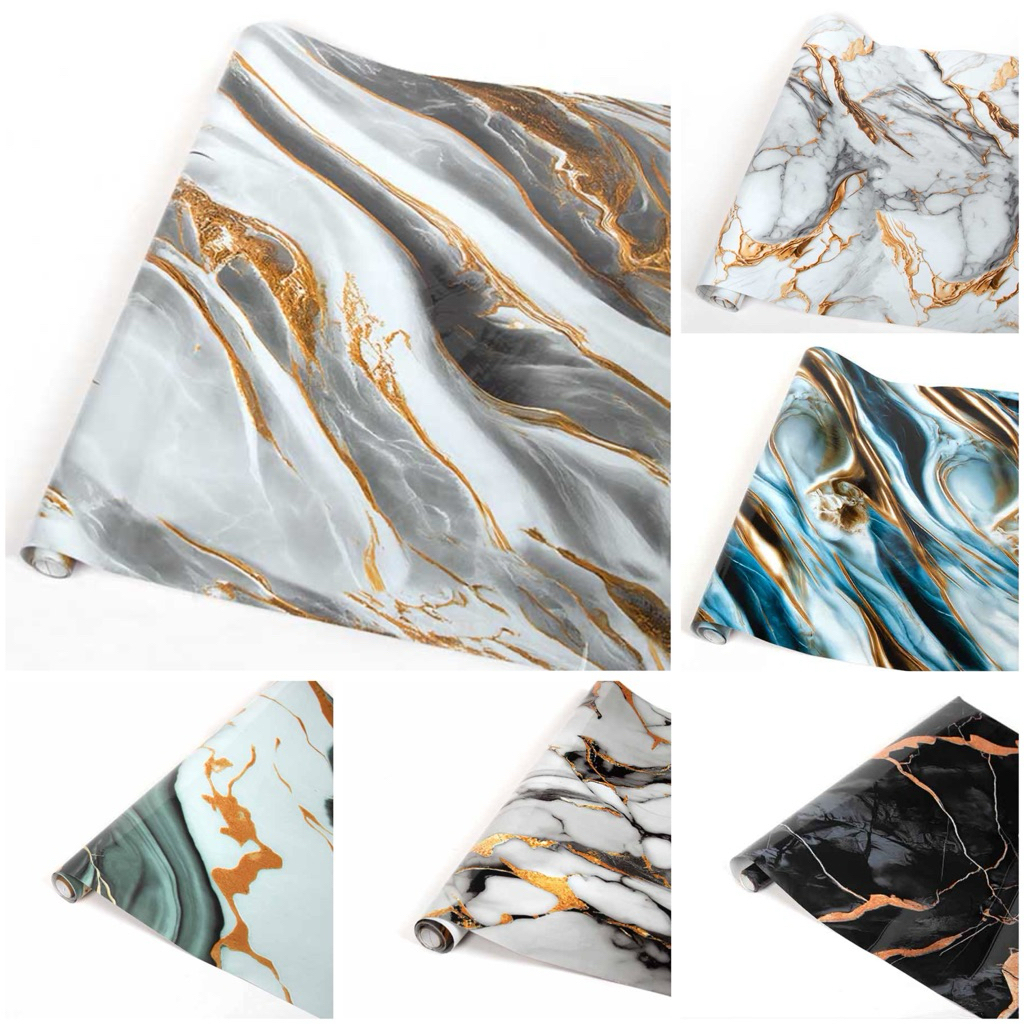 Wallpaper Stiker Dinding Meja Dapur Motif Marmer