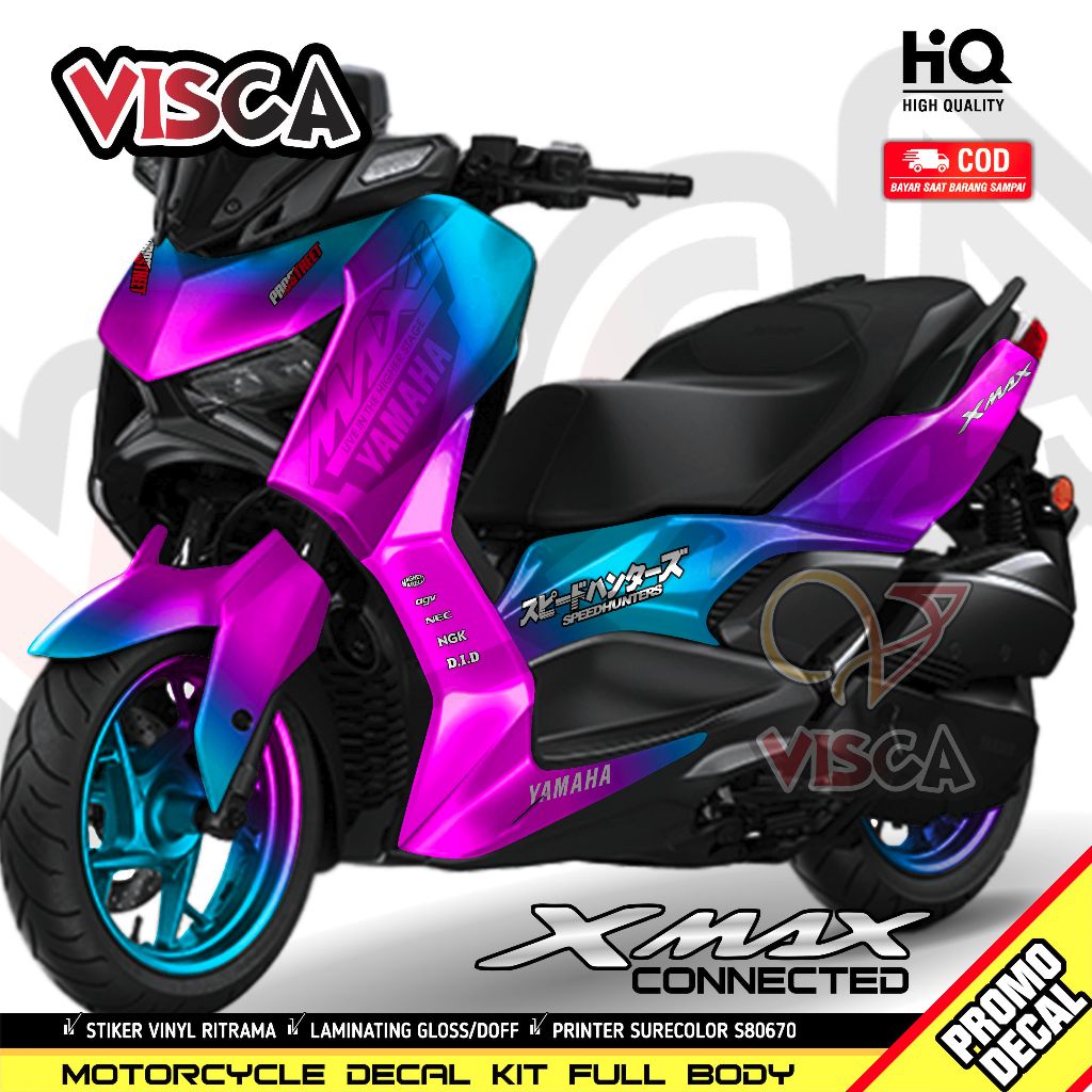 Decal XMAX Connected Full Body Stiker XMAX 250 Variasi Decal Hologram XMAX Connected Bunglon