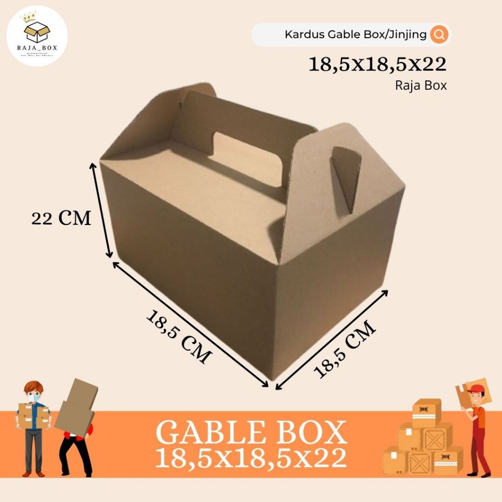 

Gable Box 18,5x18,5x22 Kardus Kemasan Jinjing Polos