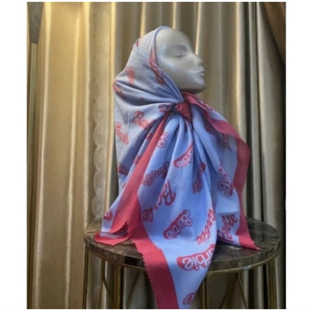 KERUDUNG SEGI EMPAT HIJAB BARBIE BIRU MUDA PINK