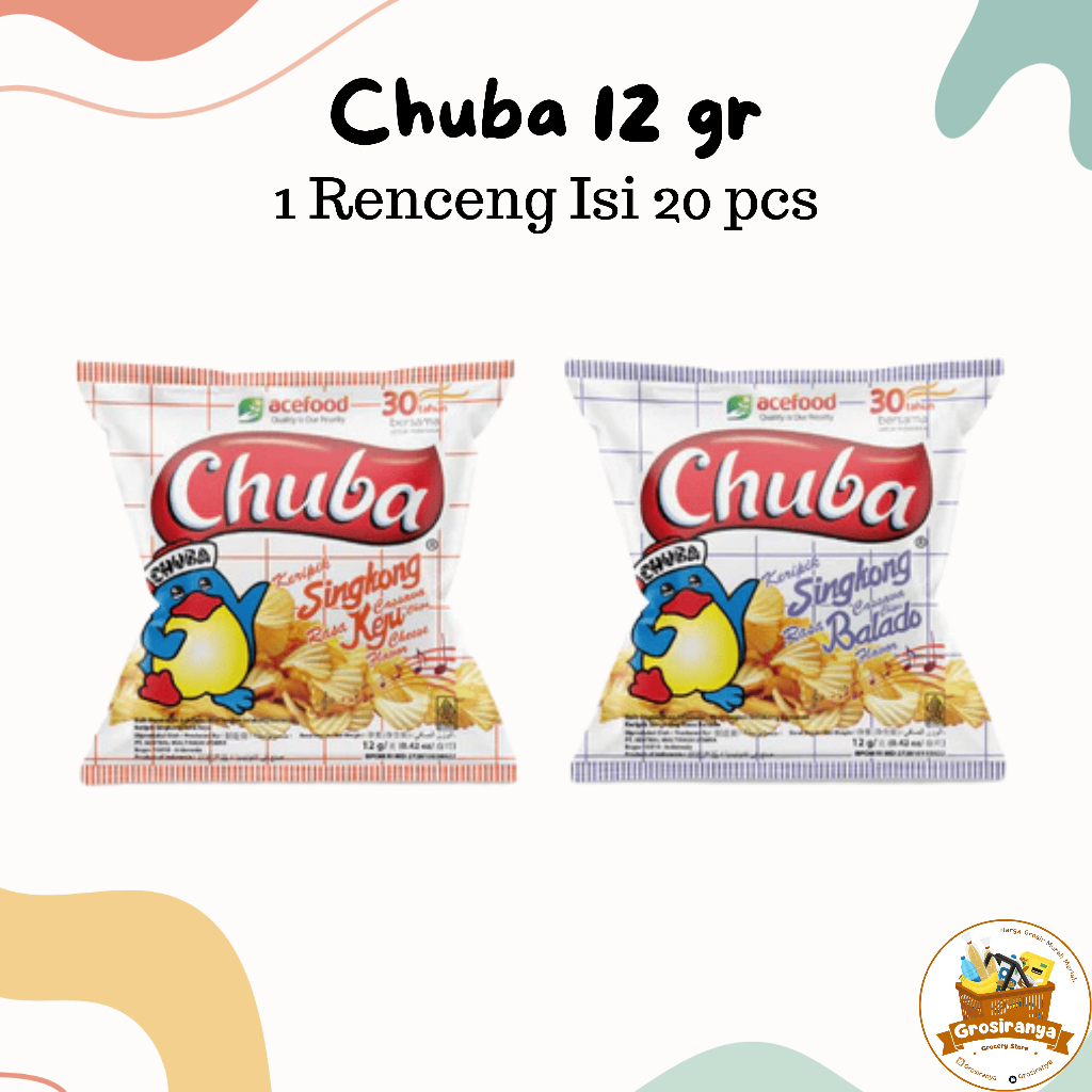

Chuba Keripik Singkong 12 gr 1 Renceng Isi 10 pcs 20 pcs