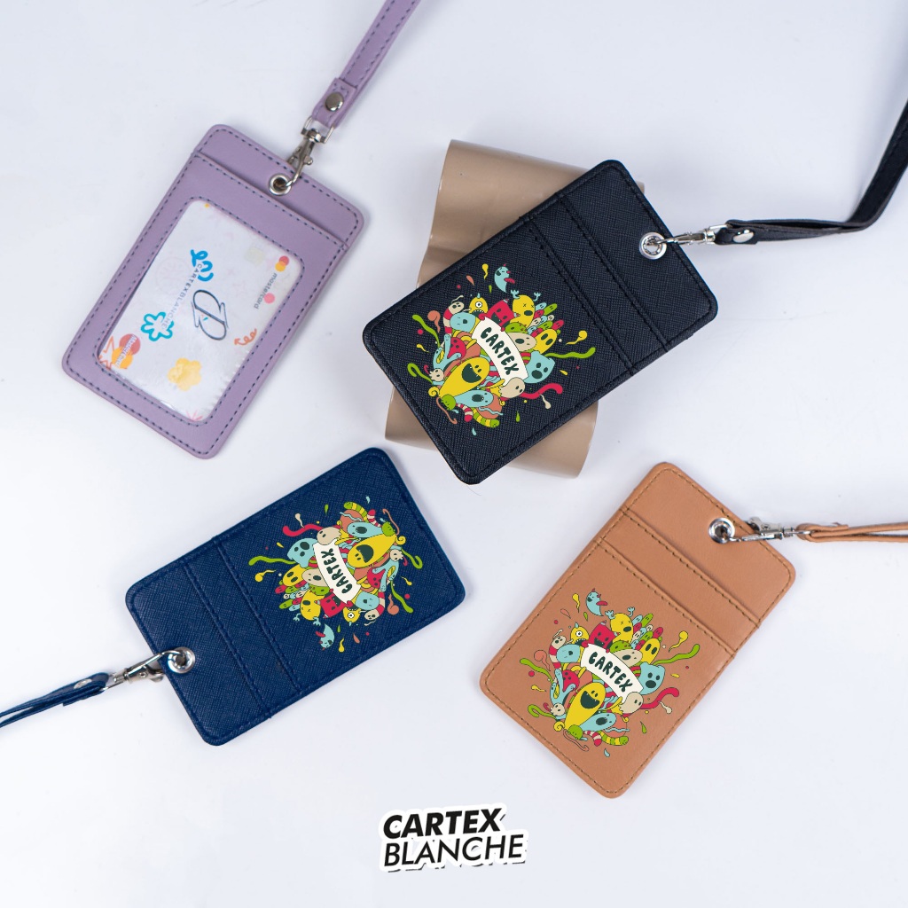 

Cartexblanche Doodle Pop Lanyard Card Holder Unisex Name Tag Premium Pria & Wanita