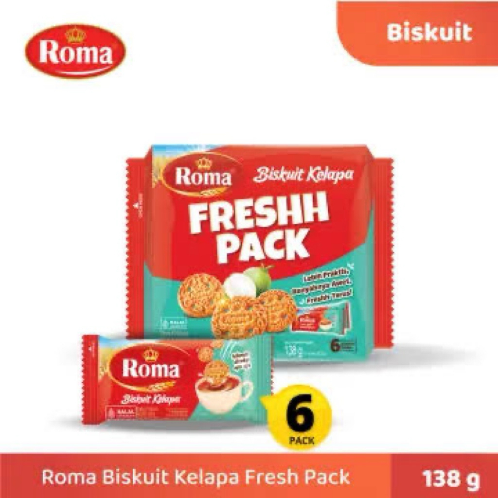 

ROMA Biskuit Kelapa Fresh Pack Isi 6 Pcs @230g