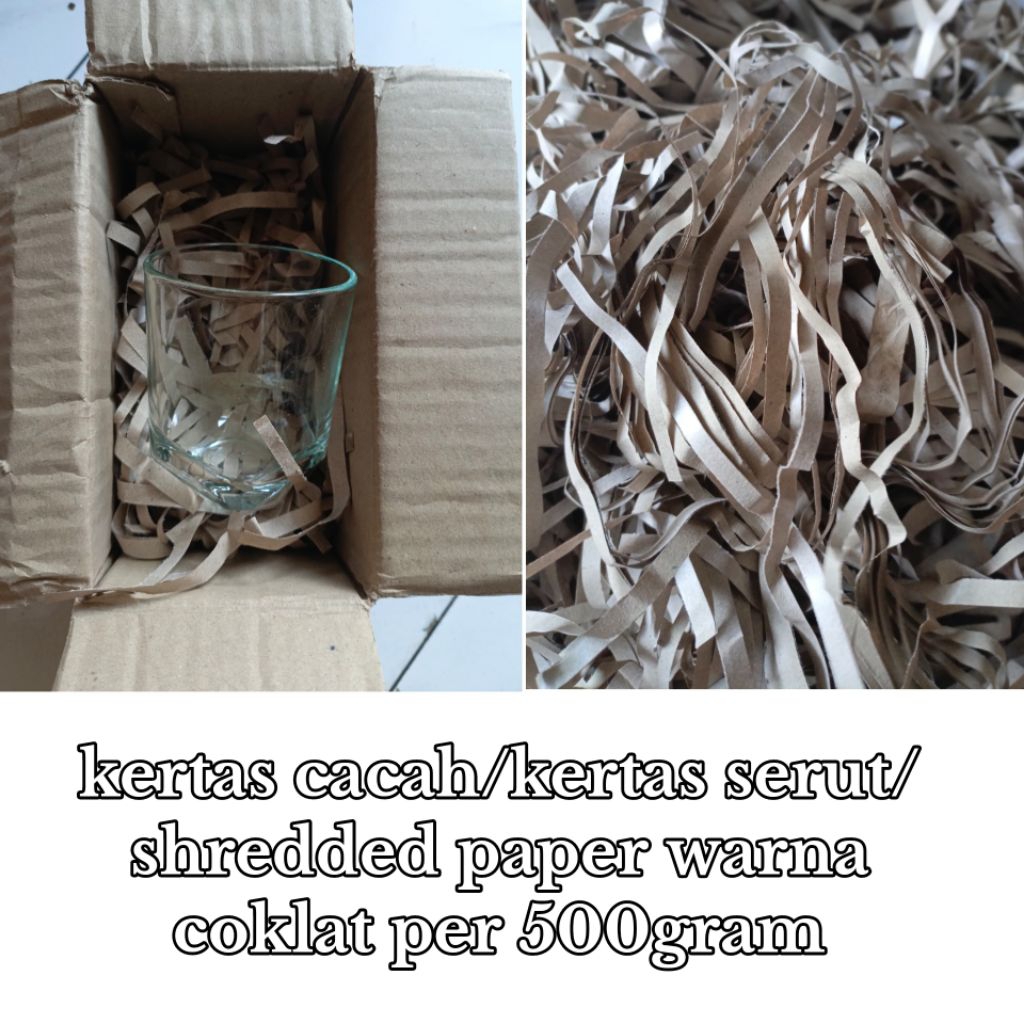 

kertas cacah/kertas serut/shredded paper warna coklat harga per 500gram