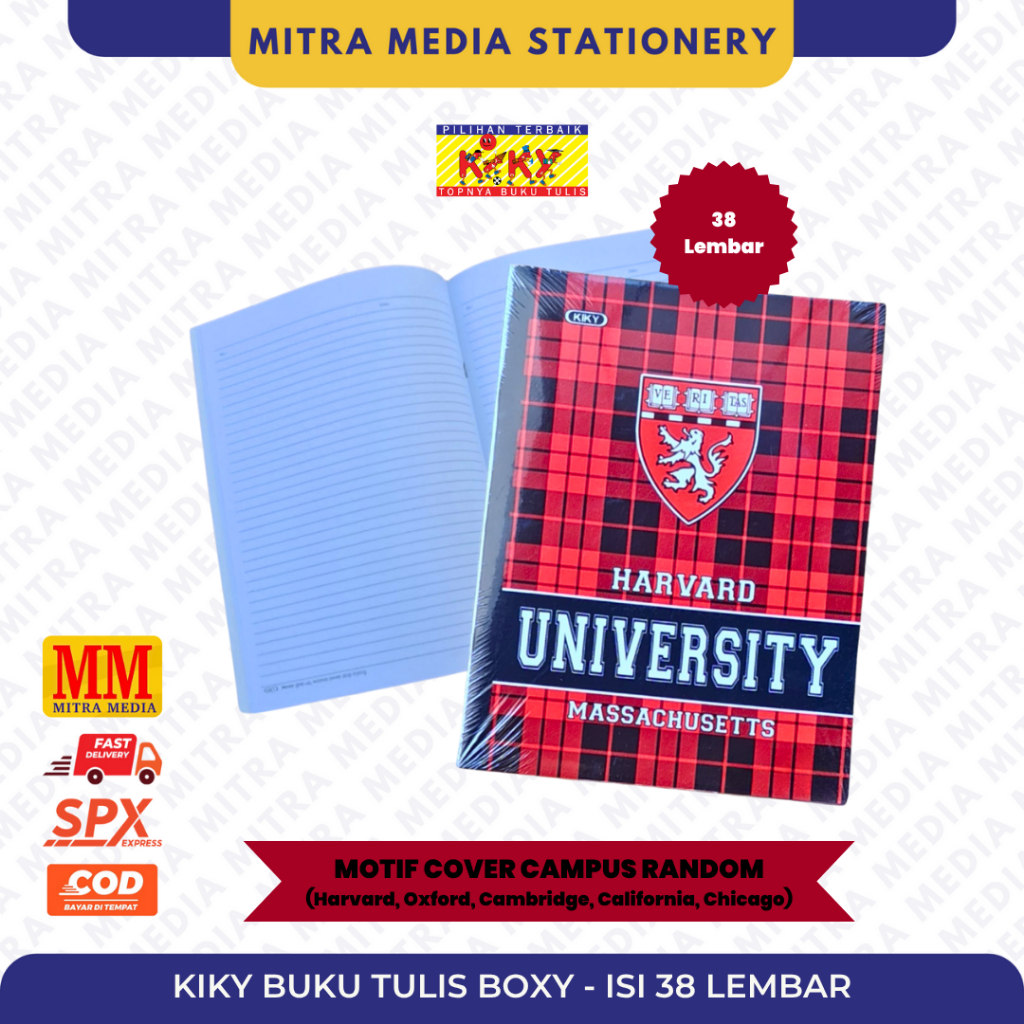 

(PCS) BUKU TULIS BOXY / BUKU TULIS KIKY ISI 38 LEMBAR RANDOM MOTIF POLOS DAN WARNA