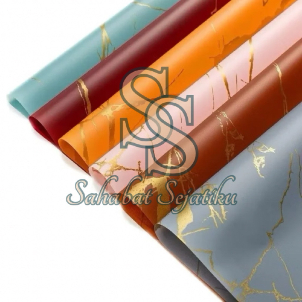 

[20 LEMBAR]Cellophane MARBLE GOLD A Waterproof kertas Florist - Flower Wrapping Paper / Kertas Buket