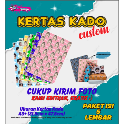 

Kertas Kado Custom Wajah aesthetic Bisa dengan Ucapan, Gift Wrapping Paper Custom Murah (PAKET ISI 5 LEMBAR)