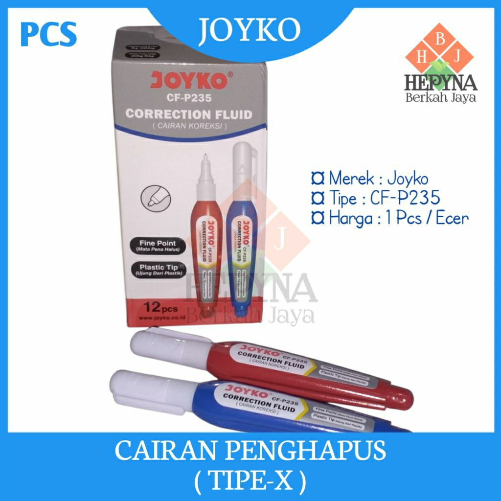 

Tipe X Cair Joyko CF P235 / CORRECTION FLUID CF P235 Harga Satuan (PCS)