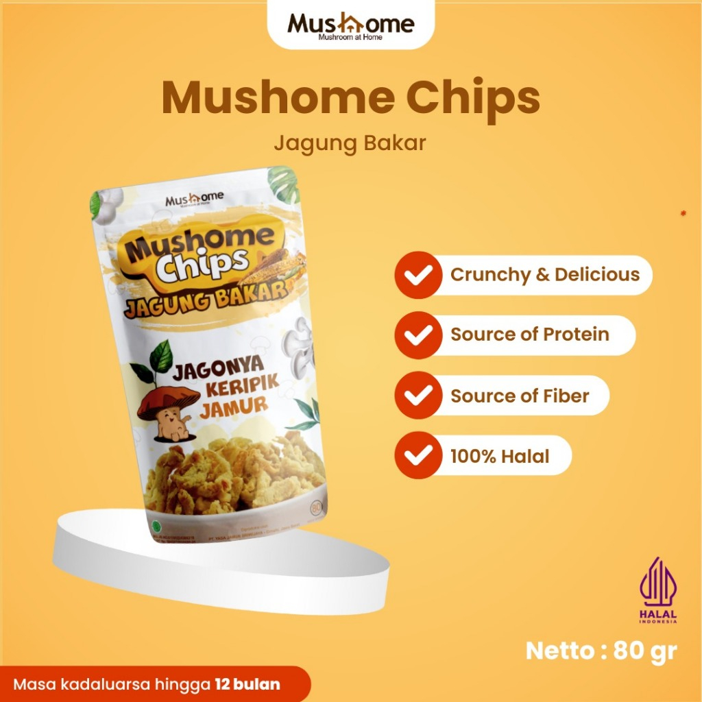

Keripik Jamur Rasa Jagung Bakar - Mushome Chips - Kaya Serat & Sumber Protein