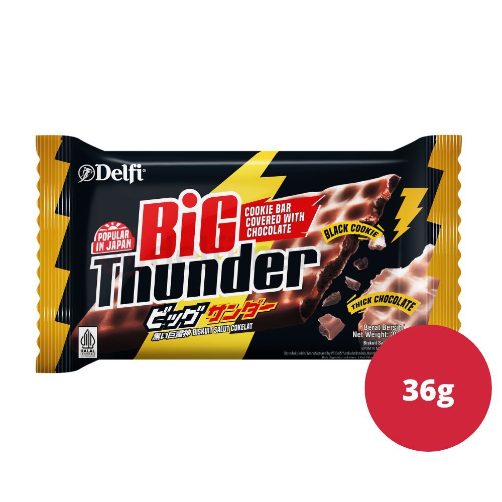 

Delfi Yuraku Big Thunder Chocolate Cookies 36g Kemasan Besar Coklat Snack Cookie Bar Jepang 36 gram Popular in Japan Viral