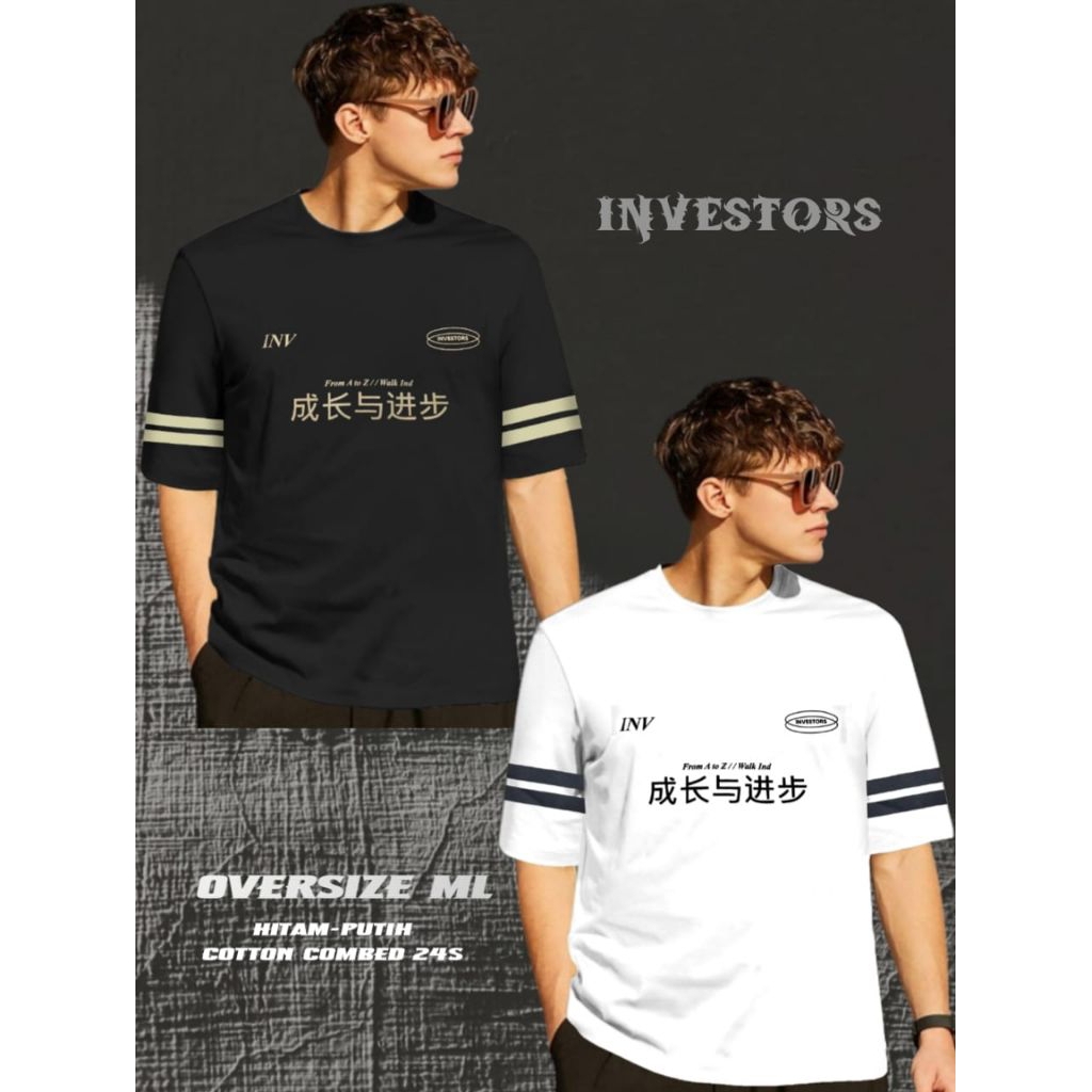 baju kaos distro oversize pria dewasa investors | cotton combed 24s  (1pc)