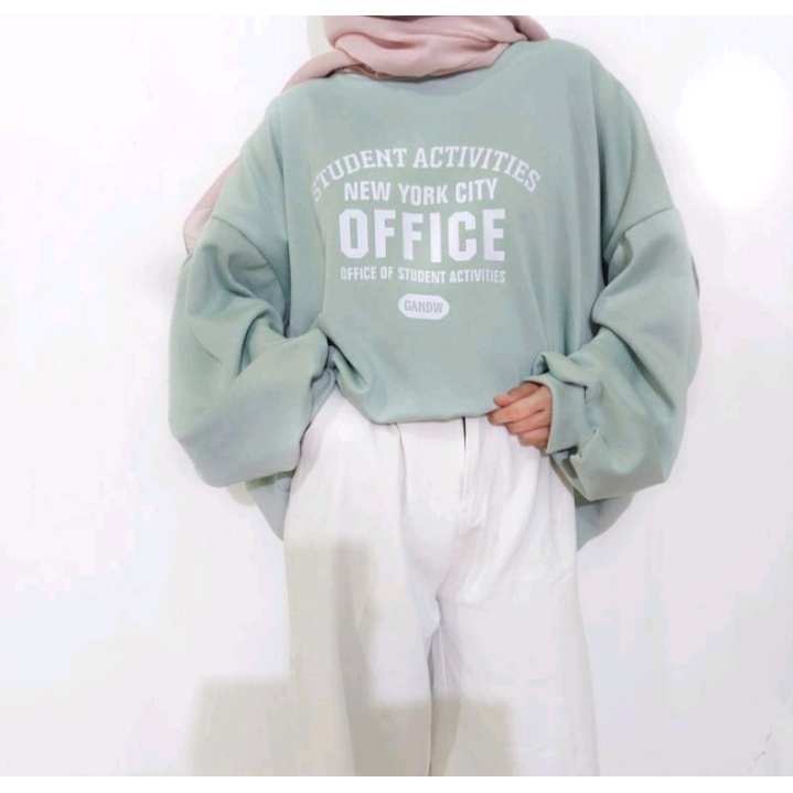 OFFICE OF STUDENT ACTIVITIES SWEATER OVERSIZE OBLONG CREWNECK WANITA