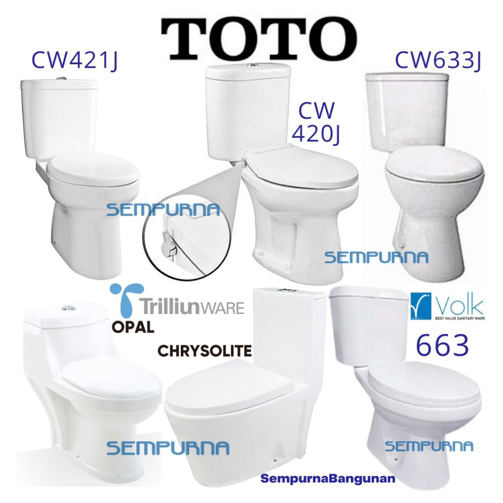 Kloset closed klosed duduk Toto CW421J CW420J CW633J dual single flush tutup soft close closing seat