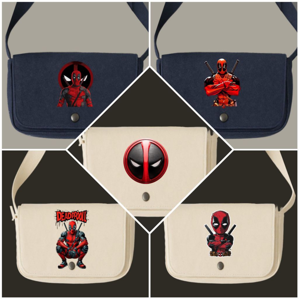 Tas selempang jeans dead pool/Tas selempang bahan jeans tebal/Sling bag jeans/Tas bahu unisex/Tas ca