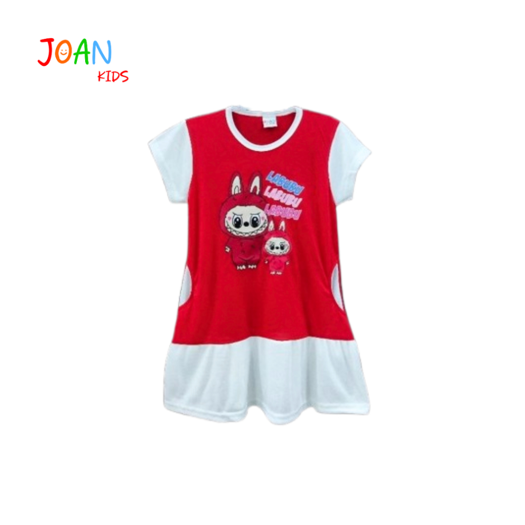 Pakaian anak perempuan baju daster anak perempuan usia 3-8 tahun motif animasi LABUBU, v1