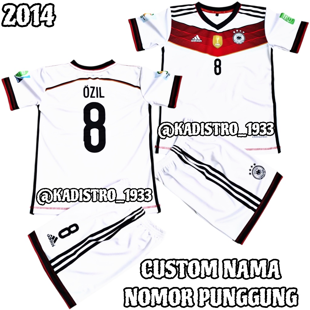FREE CUSTOM NAMA Jersey Bola Anak Timnas jerman Home Musim 2014 Usia 1 Sampai 13 Tahun Full Printing