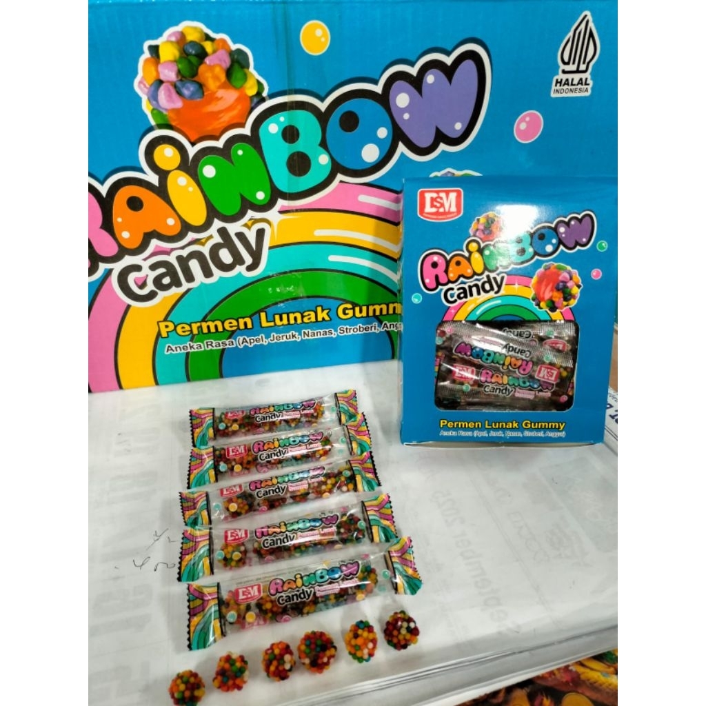

Permen Lunak Gummy Candy Rainbow Bola isi 30 pcs