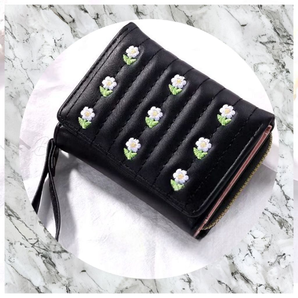 Dompet wanita bordir flower-dompet wanita murah-dompet wanita tiga lipat-dompet wanita kekinian