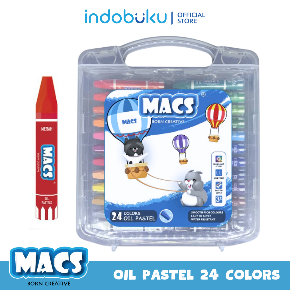 

MACS Crayon Oil Pastel 24 Colors / Krayon 24 Warna Premium