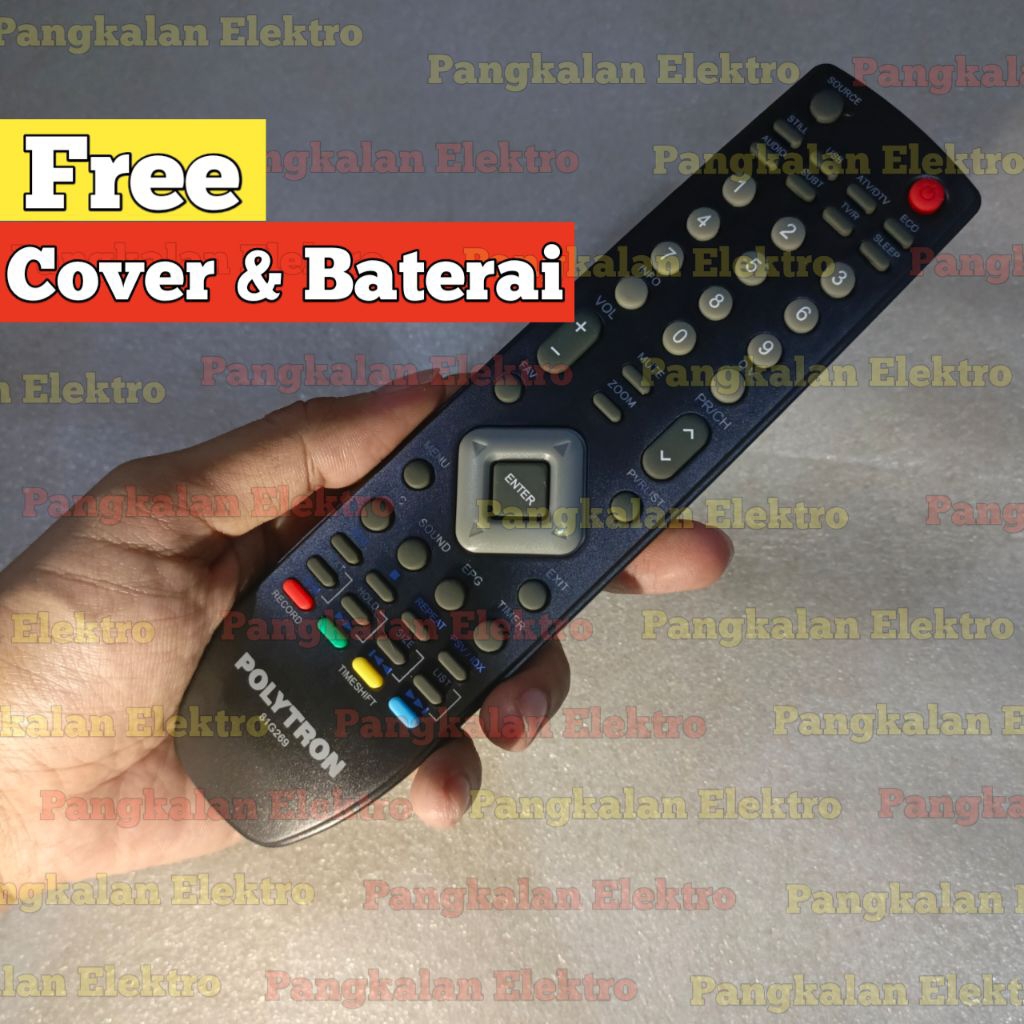 REMOTE TV POLYTRON LED TV ANALOG TV DIGITAL TV TABUNG U SLIM ORIGINAL ASLI FREE COVER FREE BATU BATE