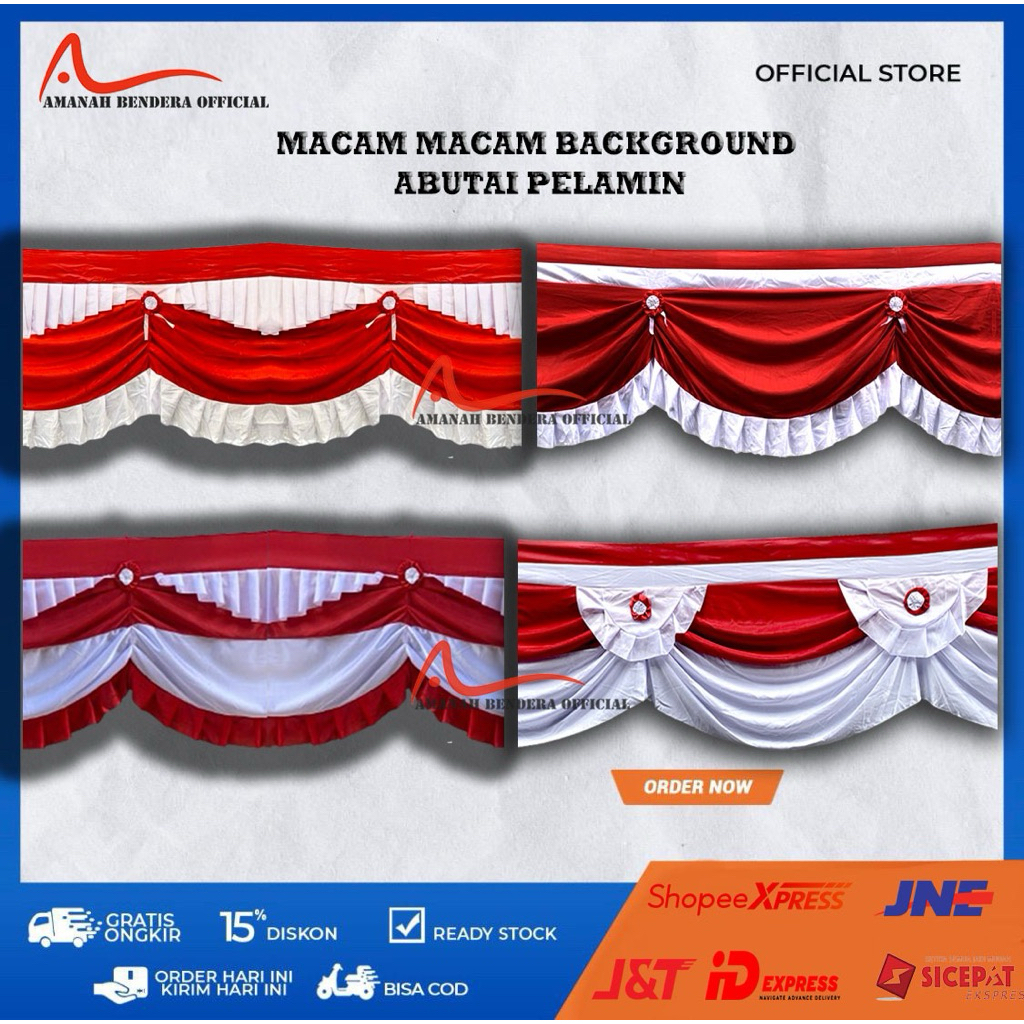 Bendera merah putih background bahan kain premium abutai 10 gelombang