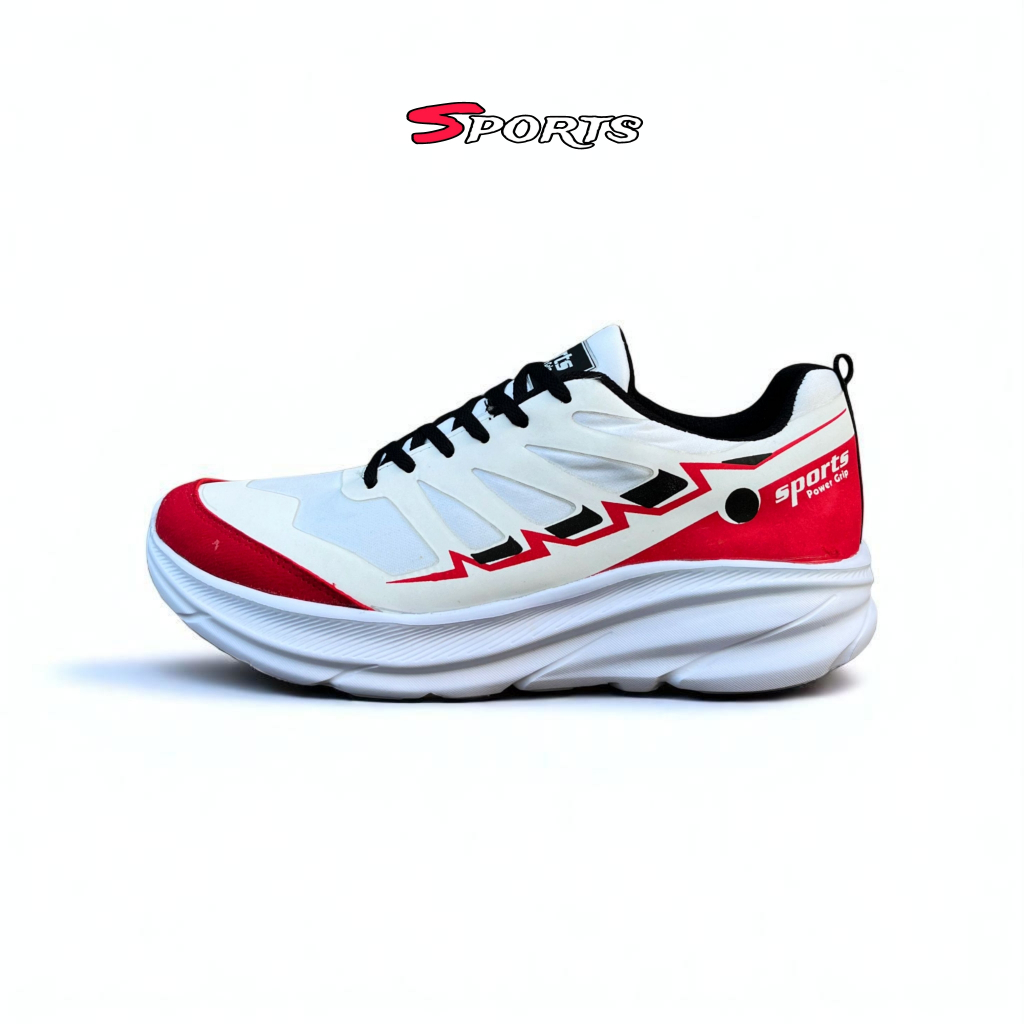 Sepatu Sport Olahraga Lari gym senam jogging | Sepatu Running | Sepatu Pria wanita | Putih MERAH