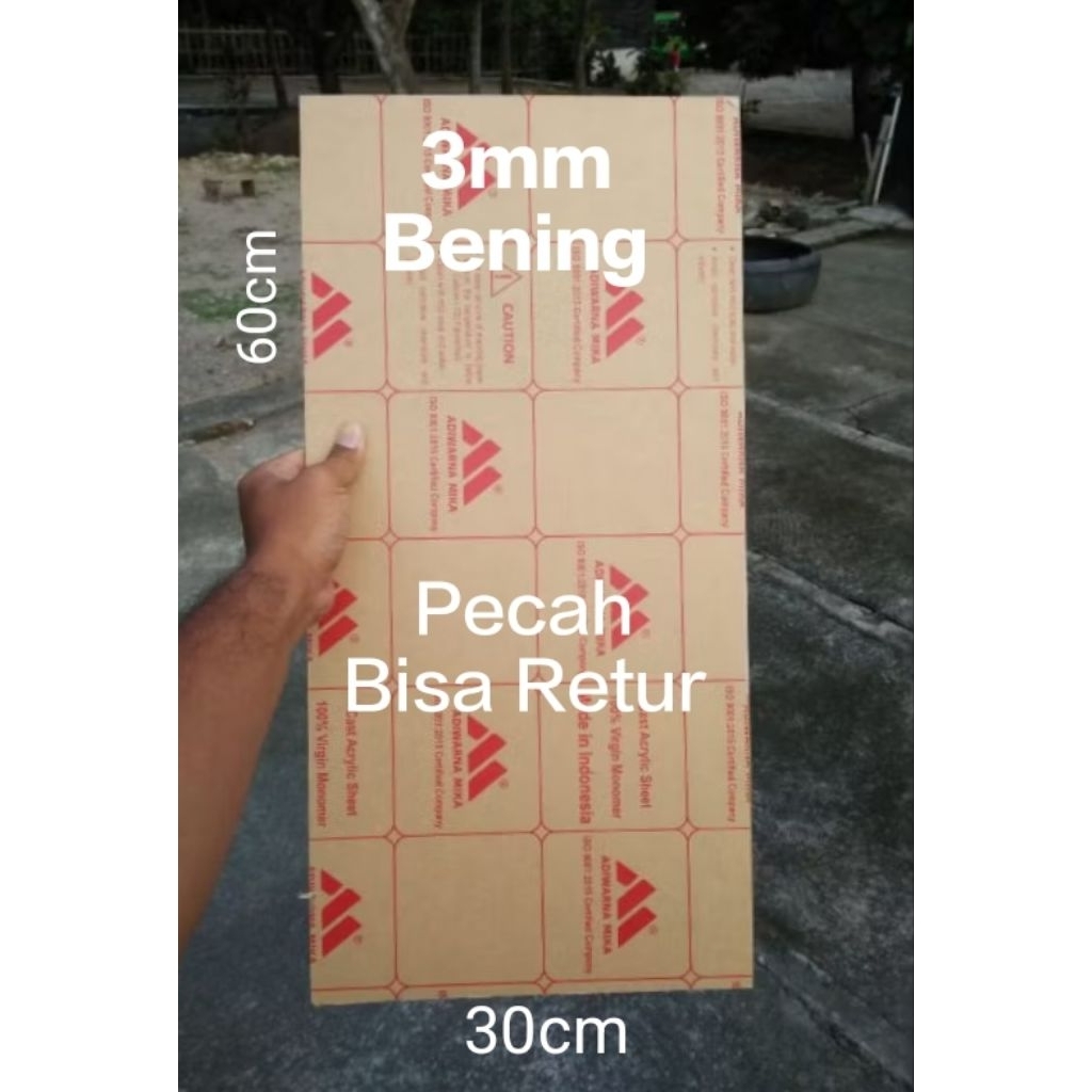 

Lembaran Akrilik Bening Tebel 3mm 30cm x 60cm