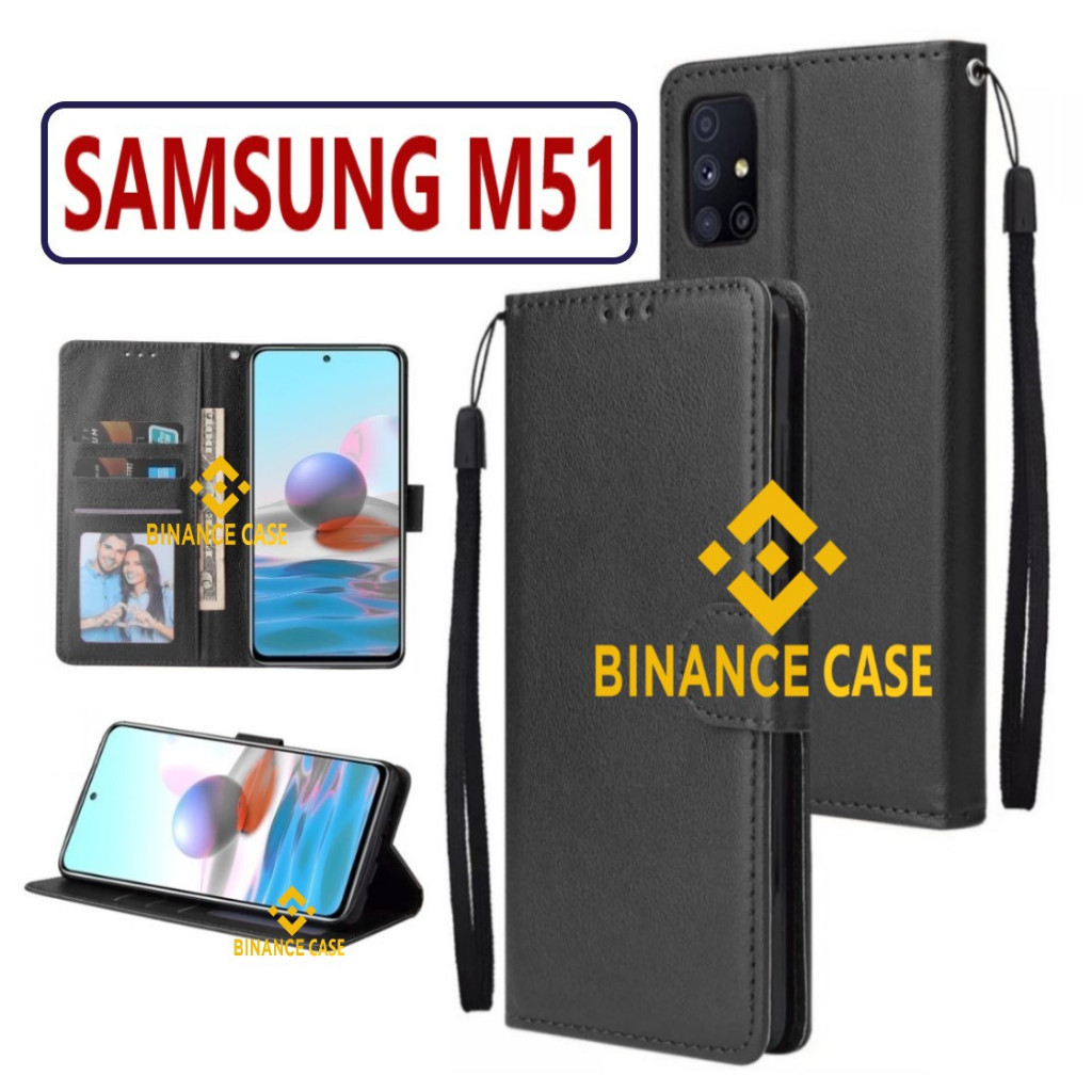 LEATHER FLIP CASE SAMSUNG M51 CASE KULIT FLIP WALLET LEATHER KULIT PREMIUM SARUNG BUKA TUTUP KESING 