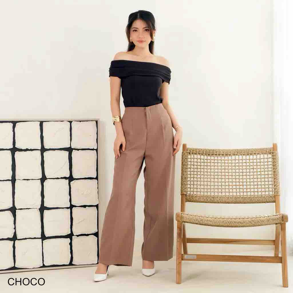 Chaeun Pants - Celana Panjang Wanita Celana Kulot Gombor Hijab Friendly Pants Celana Wanita Hijab Ce