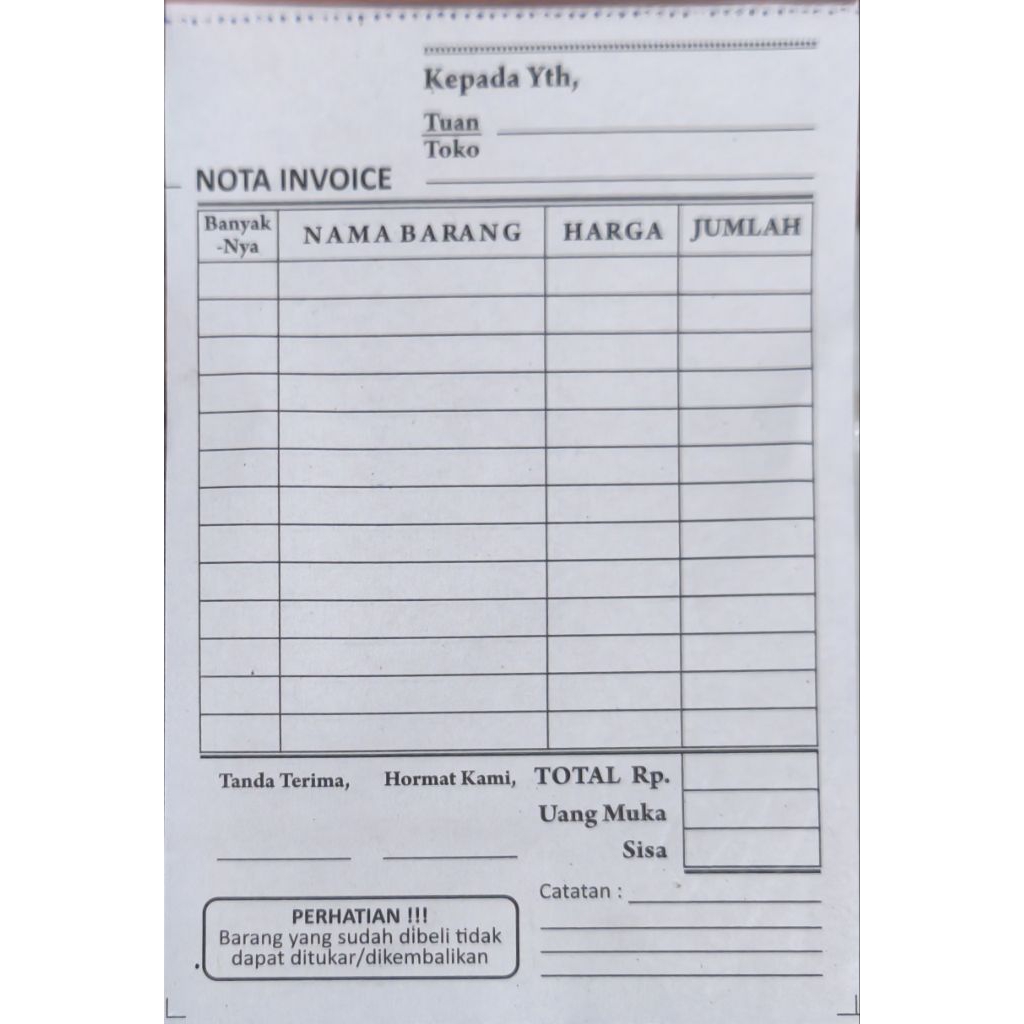 

Nota Kontan / Invoice / Bon / Nota Toko Kosongan Murah