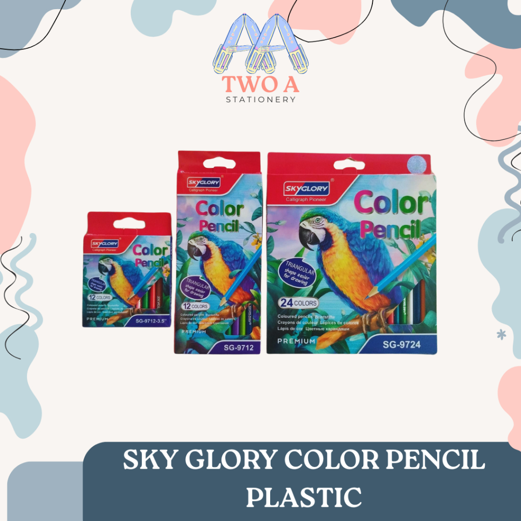 

SKY GLORY PLASTIC COLOR PENCIL 12 COLORS 7" / PENSIL WARNA PLASTIC MINI 12W / COLOR PENCIL SG9712
