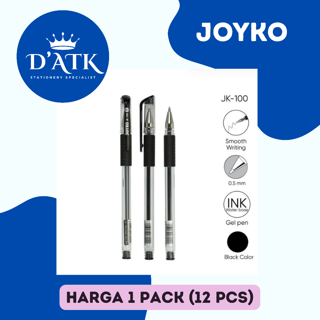 

Gel Pen Pulpen Pena Joyko JK-100 Black 0.5 mm Pen Joyko 1 Pack (12 PCS)