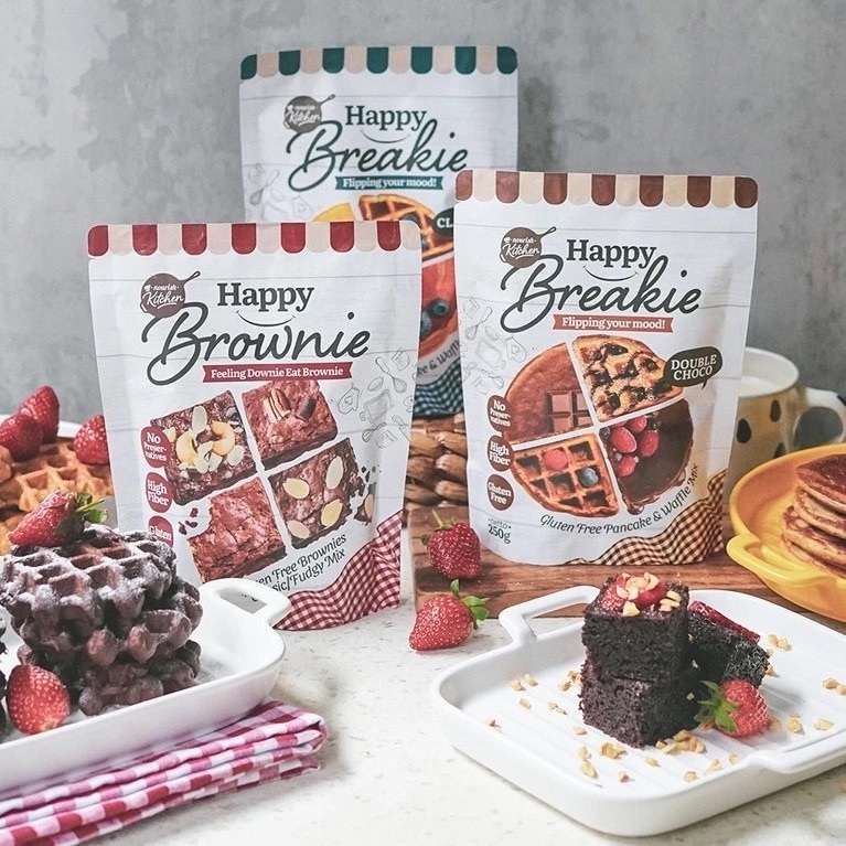 

Tepung Pancake Original Choco Gluten Free | Happy Breakie Gluten Free Waffle & Pancake Mix by Nourish
