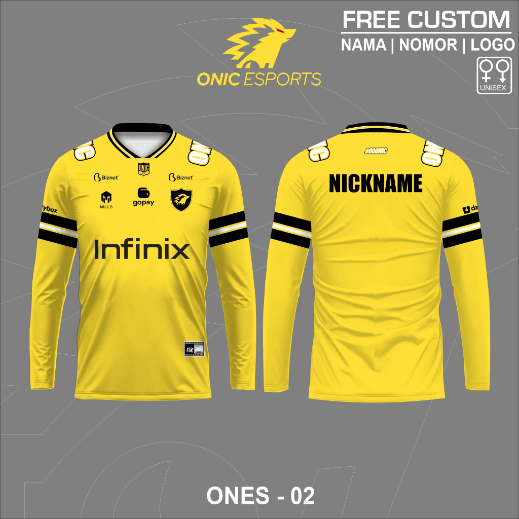 Jersey kaos esport baju games onic esport dryfit free custom lengan panjang