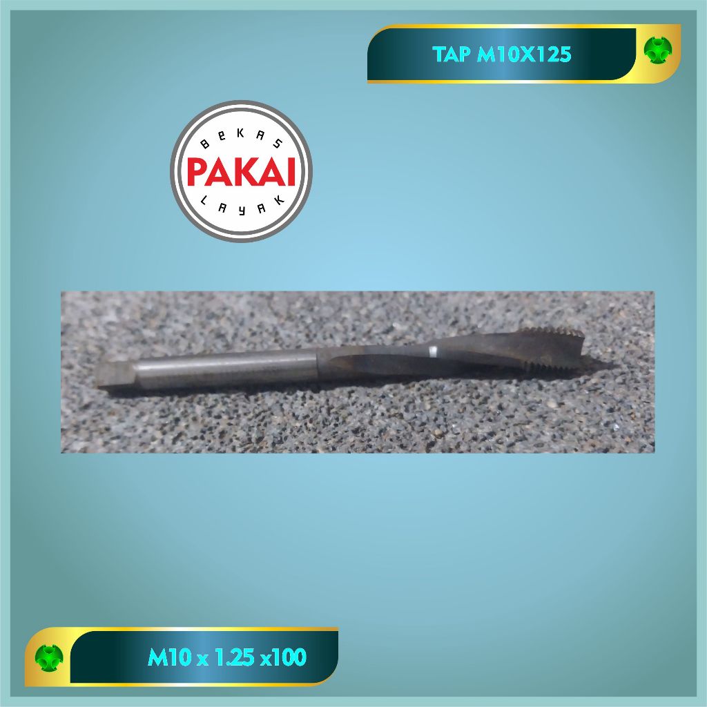 tap M10 X 1,25 X 100 BEKAS / Tap M10×1.25 Tapping Mesin Hand Tap m10x1.25 Hss Bekas Mulus
