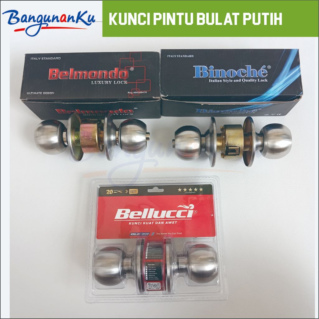 KUNCI PINTU BULAT SET PUTIH /KUNCI PINTU PUTIH SET KUNCI PINTU/KUNCI PINTU BULAT