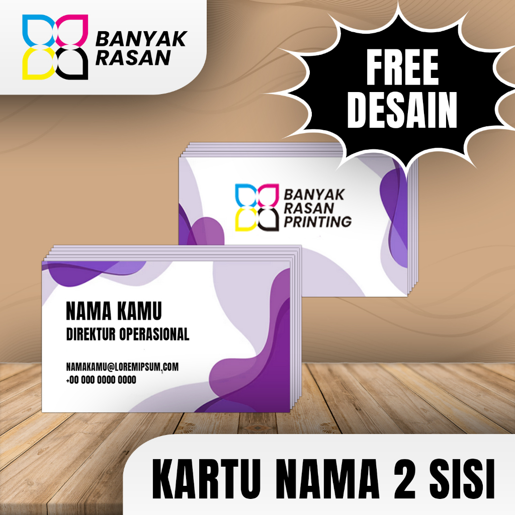 

[FREE DESAIN] Custom KARTU NAMA 2 SISI (MINIMAL 50 PCS) | Banyak Rasan Digital Printing