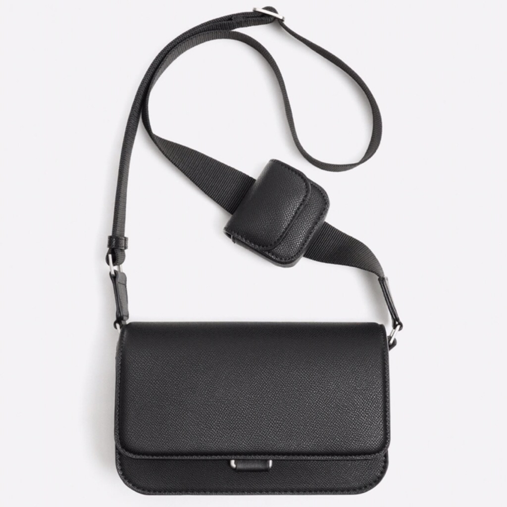 ZARA Men Textured Crossbody Bag Tas Selempang Pria Black