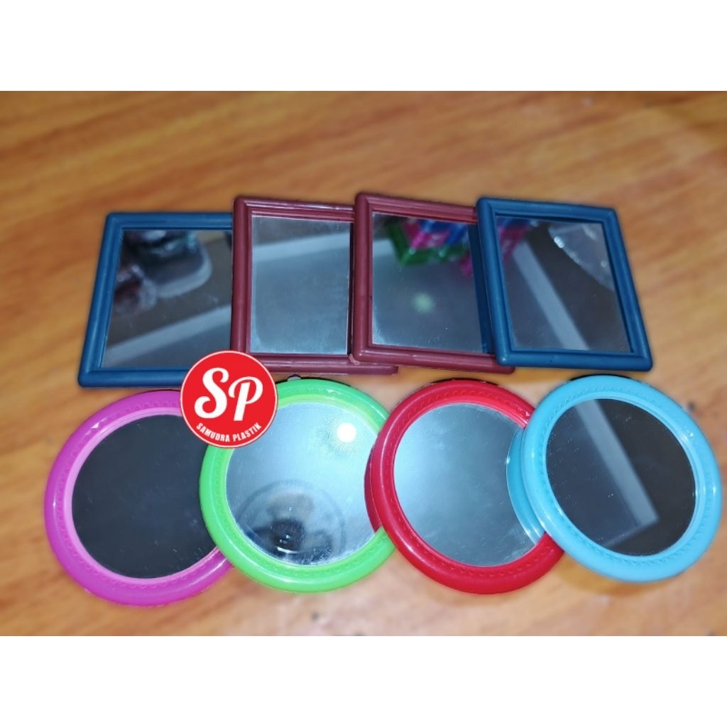 CERMIN MINI / CERMIN SAKU BULAT KOTAK / KACA KECIL