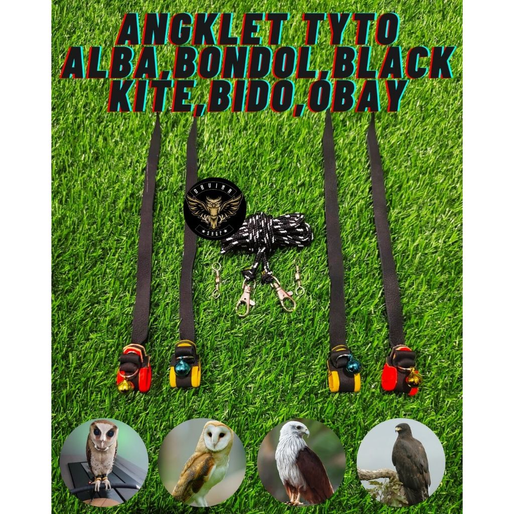Angklet MOTIF elang/burung hantu tyto alba/bondol/obay/black kite/bido/obay
