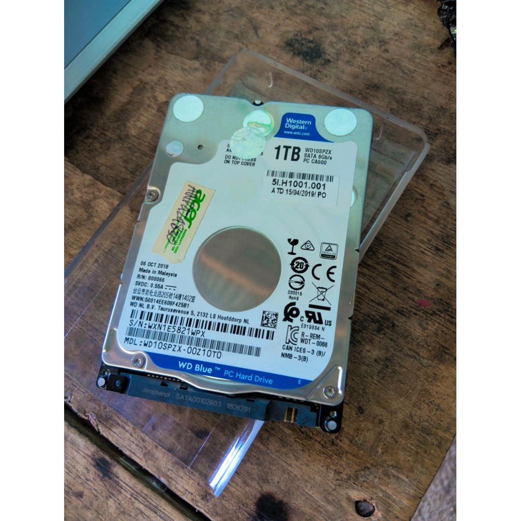 hardisk slim wdc 1tb bawaan laptop acer sentinel 100% normal