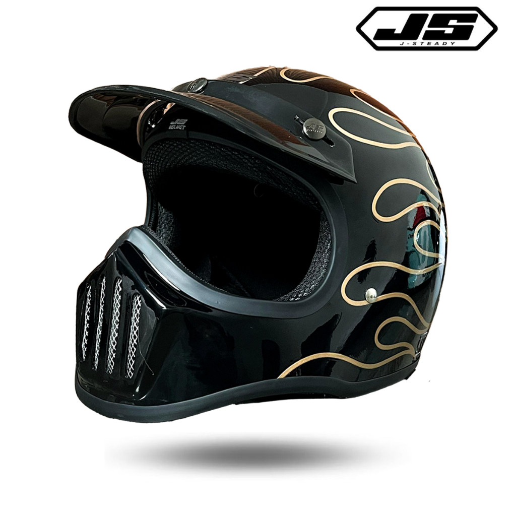 HELM JS CAKIL FIRE GOLD SNI DENGAN PET/HELM CAKIL/CAKIL RETRO/CAKIL RETRO/CAKIL CLASSIC/CAKI API
