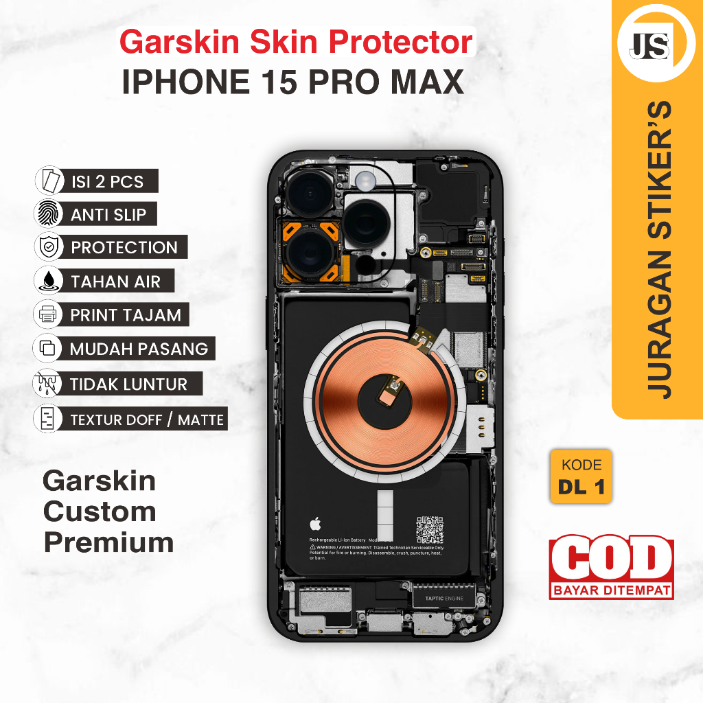 Skin iphone 15 pro max Fullbody isi 2 pcs motif mesin teardown bisa custom cod - dl