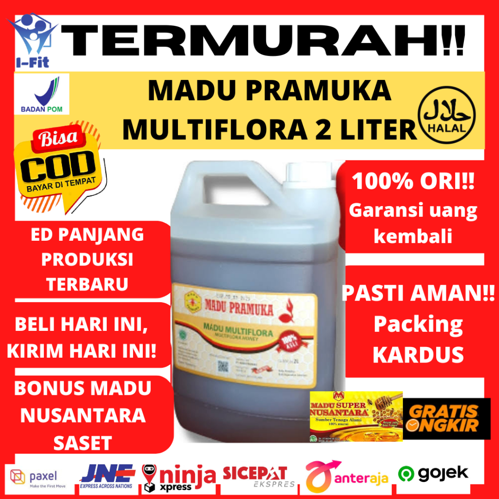 

Madu Pramuka Multiflora 2 Liter 2000 mL Madu Multi flora Murni Alami Original 100%