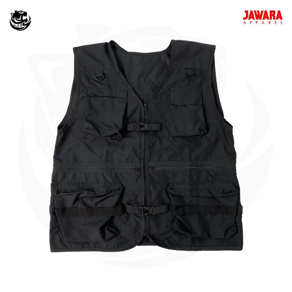 JAWARA APPAREL Rompi Motor Pria Anti Angin Black / Rompi Cargo / Rompi Tactical Vest / Rompi Vest Un
